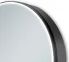 A close-up view of the edge of a round mirror cabinet with a black frame and integrated lighting. Náhľad obrázku produktu