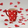 Joli set de 4 tasses à café en céramique 250 ml, uni à pois Voir les images du produit 3