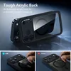 A product shot of a phone case with a close-up comparison of its scratch resistance. Produktbild-Vorschau
