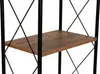 A close-up view of a shelf on a black metal frame bookshelf with a wooden shelf. Produktbild-Vorschau