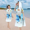 Badeponcho Bademantel mit Schmetterlinge Muster Damen Produktbild-Vorschau 2