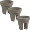 Three identical gray balcony planters are arranged in a staggered diagonal line against a white background. Produktbild-Vorschau