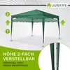 A green pop-up canopy tent is shown with indicators for adjustable height. Podgląd zdjęcia produktu