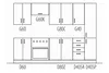 A line drawing diagram of a kitchen unit configuration with labels. Produktbild-Vorschau
