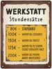 Werkstatt Stundensätze Metallschild XL in 21x28 cm Produktbild-Vorschau 1