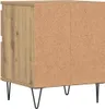 The back and side view of a wooden cabinet with black hairpin legs. Produktbild-Vorschau