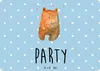 Mr. & Mrs. Panda Schild Bär Party DIN A6 - Blau Pastell - Produktbild-Vorschau 1