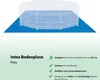 An illustration of an Intex ground cloth under a pool, with accompanying text describing its features. Produktbild-Vorschau
