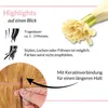An image with text and illustrations explaining the features and usage of hair extensions. Anteprima dell’immagine prodotto