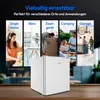 Collage of lifestyle images showing the mini fridge in different settings, with the product prominently displayed in the foreground. Produktbild-Vorschau