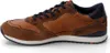 A side view of a brown leather and suede sneaker. Produktbild-Vorschau