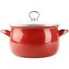 A red enamel pot with a glass lid and silver handles, presented on a white background. Náhľad obrázku produktu