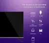 A television screen is shown on the left, with icons and text describing its various connection ports on the right, set against a purple gradient background. Produktbild-Vorschau