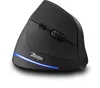 A black vertical mouse with blue LED lighting. Produktbild-Vorschau