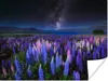 MuchoWow® Poster Blumen - Nacht - Lupine - Sternenhimmel - Produktbild-Vorschau 1