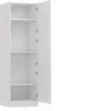 A white kitchen cabinet with its doors open, showing multiple shelves. Produktbild-Vorschau