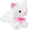 A white plush cat with pink ears and a pink bow. Náhľad obrázku produktu