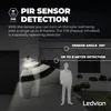 Diagram illustrating the PIR sensor detection range and angle of a solar wall lamp. Produktbild-Vorschau