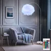 LED RGB Stehlampe, Feder Schirm, weiß, dimmbar, H 196 cm Produktbild-Vorschau 3