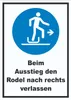 Beim Ausstieg den Rodel nach rechts verlassen Schild A6 Produktbild-Vorschau 1