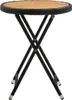 A round bistro table with a woven top and a folding X-shaped base. Náhľad obrázku produktu