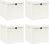 vidaXL Úložné boxy s víkem 4 ks. Bílé 32x32x32 cm Látkové Náhled obrázku produktu 6