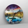 Wanduhr - Rund - Glasuhr - See Berge Wasser - 30x30cm - Produktbild-Vorschau 4