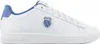 A side view of a white K-Swiss sneaker with blue accents. Produktbild-Vorschau