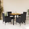 5-tlg. Garten-Essgruppe mit Kissen Schwarz Poly Rattan Produktbild-Vorschau 2