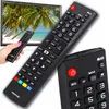 A collage of two remote controls and a television screen displaying a tropical beach scene. One remote is held by a hand. Podgląd zdjęcia produktu
