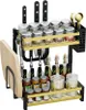 A kitchen organizer rack filled with spices, knives, and cutting board. Produktbild-Vorschau