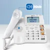 A white Geemarc amplified corded phone with a handset lifted, displaying a blue speaker icon and text indicating 50db amplification. Anteprima dell’immagine prodotto