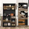 A kitchen cabinet with various items on display, including food items, kitchenware, and a coffee machine in an inset image. Podgląd zdjęcia produktu