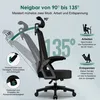 Diagram showing the reclining angles and adjustment mechanisms of an ergonomic office chair. Produktbild-Vorschau