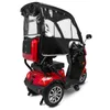 A red three-wheeled mobility scooter with a canopy and a rear storage box, shown from a rear-diagonal angle against a white background. Produktbild-Vorschau