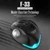 A marketing image of a black trackball mouse with blue lighting. Produktbild-Vorschau