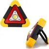A product shot of a triangular LED warning light with a stand. Náhled obrázku produktu