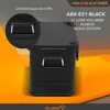 A black aluminum storage box with silver handles is shown with marketing text and a close-up of a handle. Produktbild-Vorschau