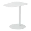 A white side table with a rounded rectangular top and a circular base, standing against a white background. Anteprima dell’immagine prodotto