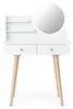 Schminktisch MRDT08-W, weiß, aus MDF, mit Spiegel (Ø 40 cm) Produktbild-Vorschau 3