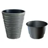 A gray planter with a black insert and a separate black insert are shown against a white background. Náhľad obrázku produktu