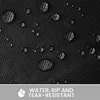 Close-up of a black fabric with water droplets on it, with text overlay at the bottom. Produktbild-Vorschau