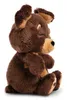 A side view of a brown plush teddy bear sitting down with its eyes closed. Produktbild-Vorschau