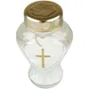 Bougie funéraire verre "coeur" 17cm - pack de 3 blanc Voir les images du produit 3