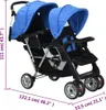 vidaXL Poussette tandem acier bleu et noir Voir les images du produit 8