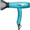 A studio shot of a turquoise Parlux hairdryer with a black nozzle. Produktbild-Vorschau