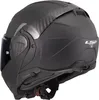 Rear view of a matte black motorcycle helmet with carbon fiber accents. Voir les images du produit