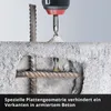 A drill bit is shown drilling into a concrete block with rebar, demonstrating its ability to handle reinforced concrete. Anteprima dell’immagine prodotto