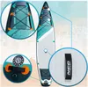 A collage of images showing details of an inflatable stand-up paddleboard on a beach background. Náhled obrázku produktu