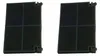 Two black charcoal filters for a range hood are shown against a white background. Produktbild-Vorschau
